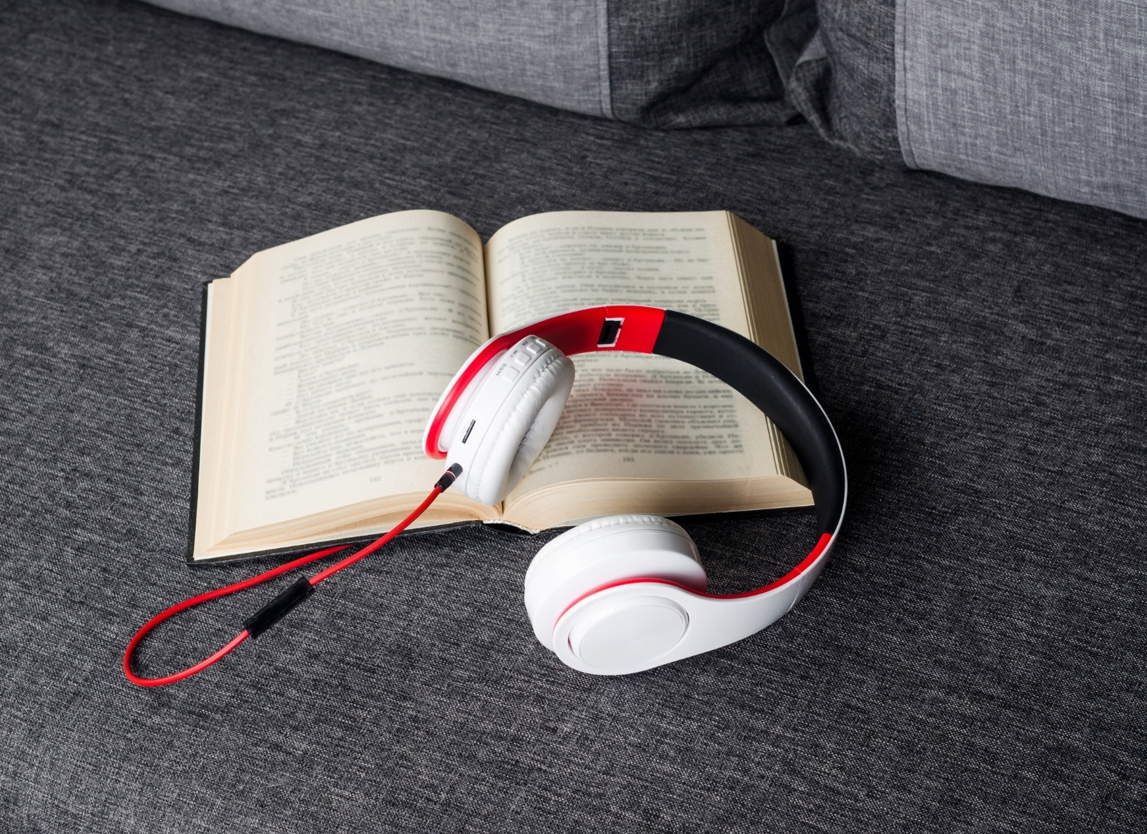 prikaz knjige i slušalica